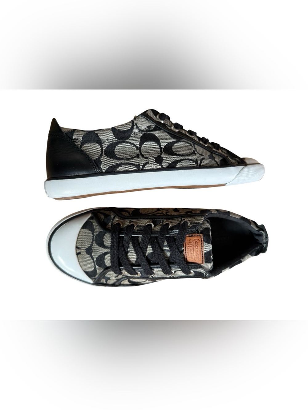 Coach Barrett Signature C Canvas Sneakers Black Gray Womens Size 8.5 - Picture 16 of 16